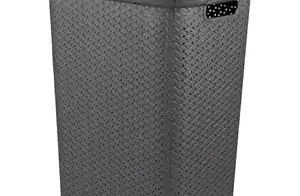 Large basket to keep clothes for washing machine with ventilated sides, 55L capacity, and durable plastic body.