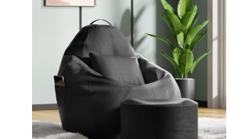 Wakefit 4XL bean bag with foot rest in leatherette fabric, beans filled, perfect for living room comfort