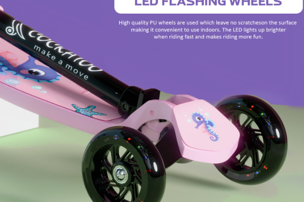 Cockatoo Happy-Hopper scooter for kids with LED light wheels and adjustable height