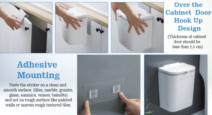 Compact wall mount bathroom dustbin for new home, stylish toilet accessory with lid