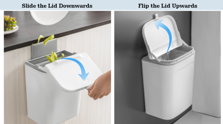 Kitchen wall mounted waste basket, compact hanging dustbin for modular kitchens