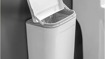 Space saving bathroom waste basket, stylish wall mounted dustbin for small bathrooms