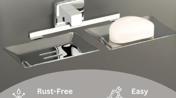 Space-saving stainless steel soap stand with chrome finish for new home bathrooms