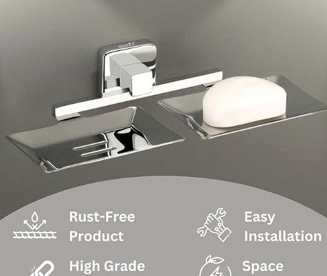 Space-saving stainless steel soap stand with chrome finish for new home bathrooms