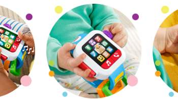 Fisher Price pretend smartwatch toy with lights, music, and interactive play for toddlers