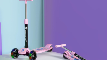 Foldable walking scooter with adjustable height and LED light wheels for kids outdoor play