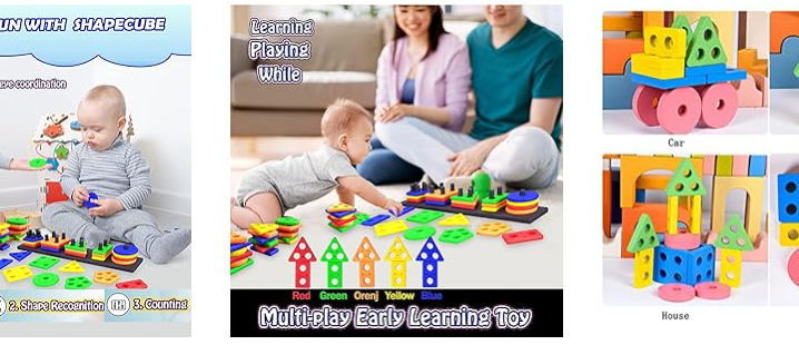 Multifunctional educational toy gift with shape sorter and blocks for 1 year old kids