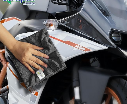 Premium SOFTSPUN microfiber cloth for scratch-free new bike cleaning