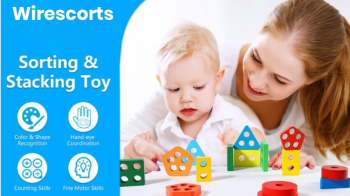Multifunctional educational toy with abacus, shape sorter, and building blocks for 1 year toddlers