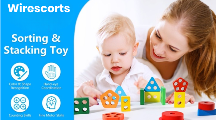 Multifunctional educational toy with abacus, shape sorter, and building blocks for 1 year toddlers
