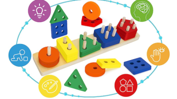 Educational abacus and geometry block set for toddlers to learn numbers and math through play