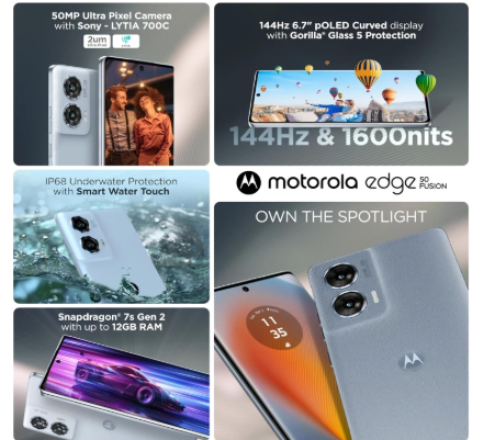 Motorola Edge 50 Fusion smartphone with 8GB RAM under Rs.20000 featuring 50MP Sony LYTIA camera