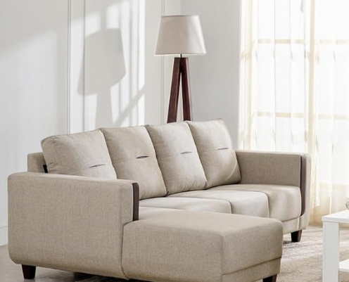 Premium look beige sofa chaise with stylish design for new home interiors