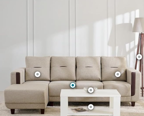 L shape beige sofa chaise with premium modern design for stylish living room